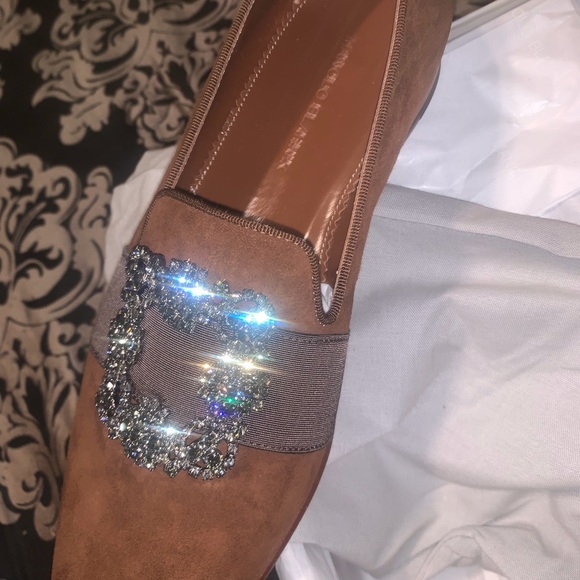 Manolo Blahnik Brown Loafers with Crystal Embellishments - Picture 7 of 8